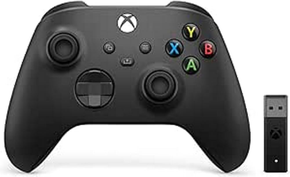 Microsoft Xbox Black Wireless Controller With Adapter for PC